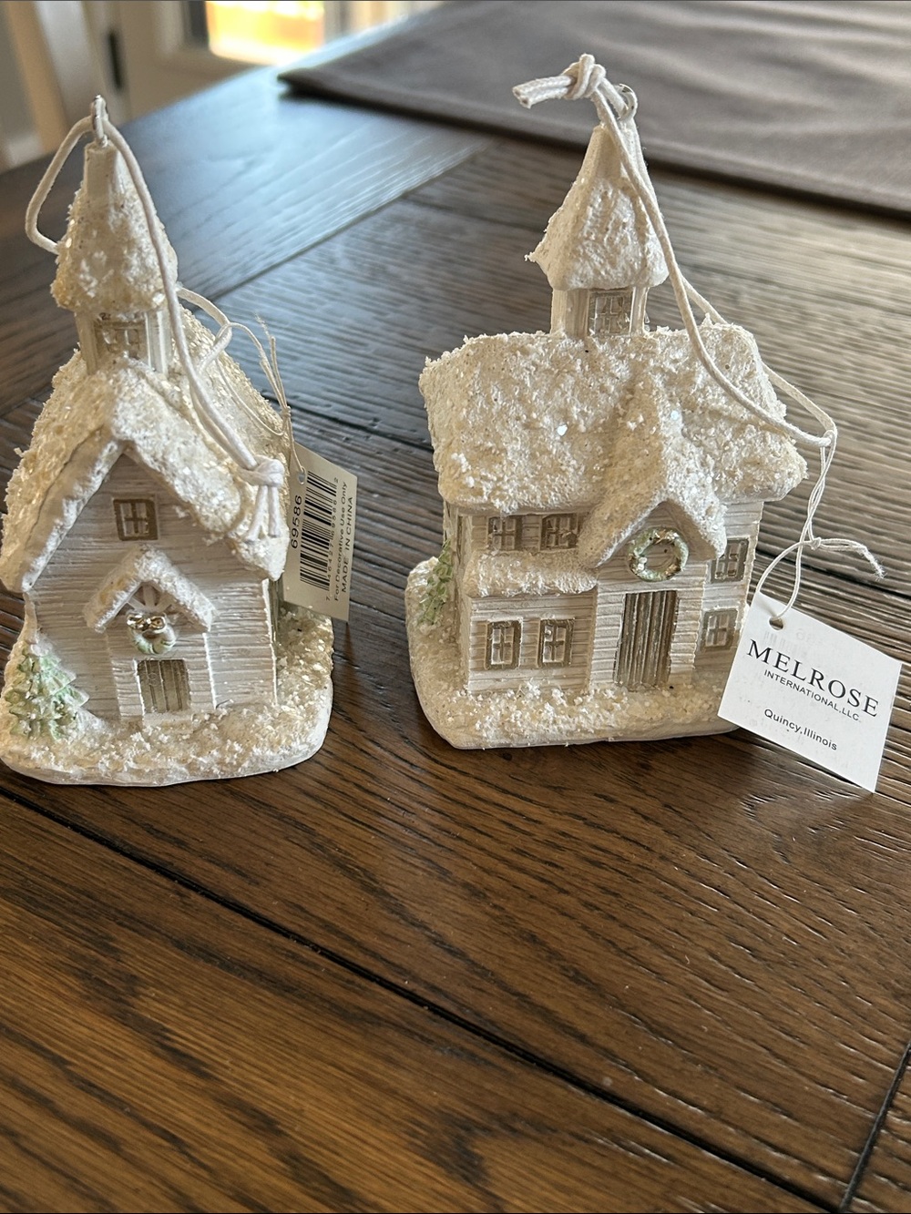 Melrose  Snowy Cottage Holiday Ornament Set